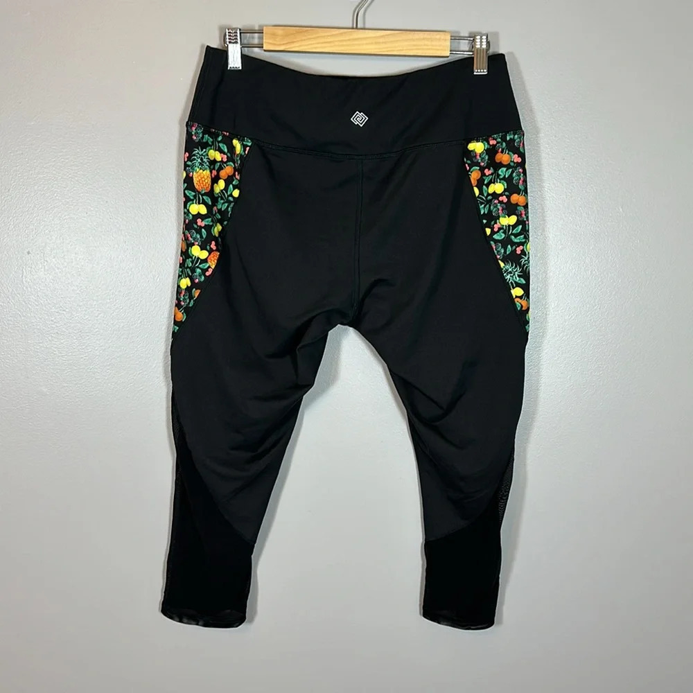 ZELOS Curvy Cropped Leggings Fruit and Mesh Details Women’s Size 1X - Picture 2 of 6